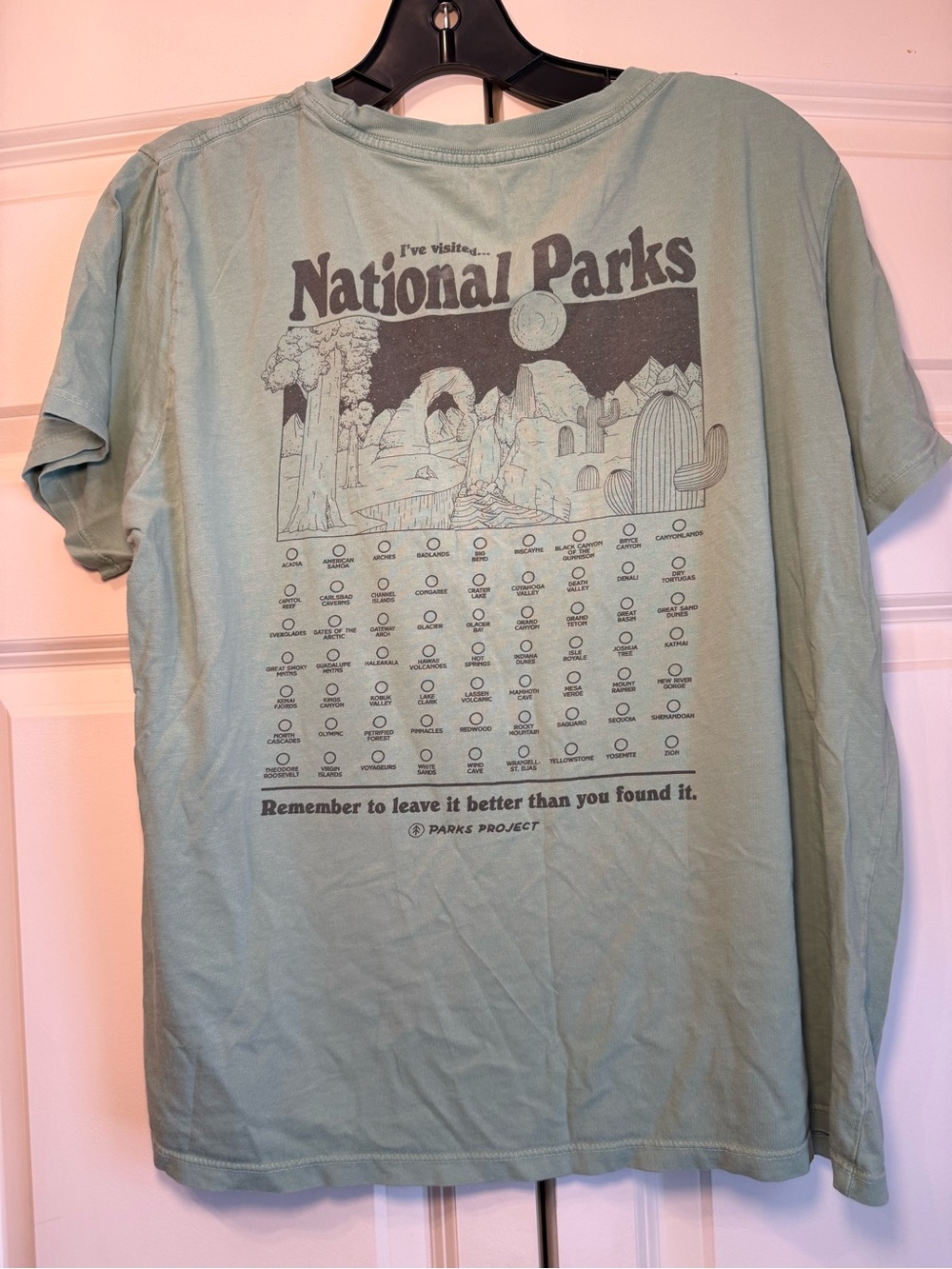 Parks Project National Parks Tee - Sage Green with Dark Print Check Off List